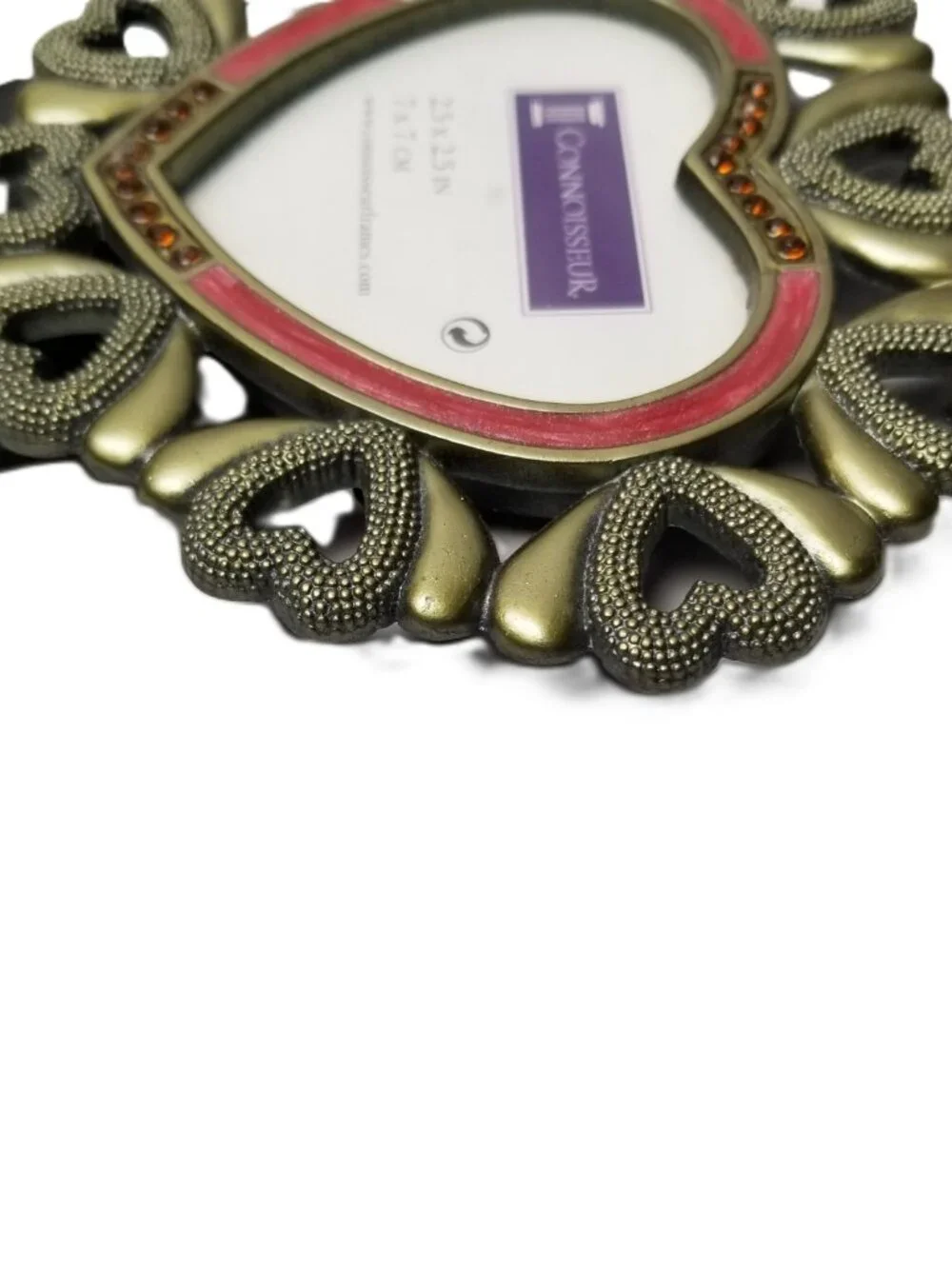 Connoisseur Heart Picture Frame Gold Tone Rhinestone 2.5x2.5 Tabletop Decor